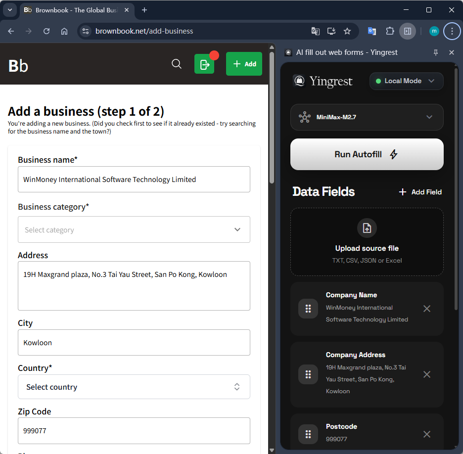AI form autofill preview